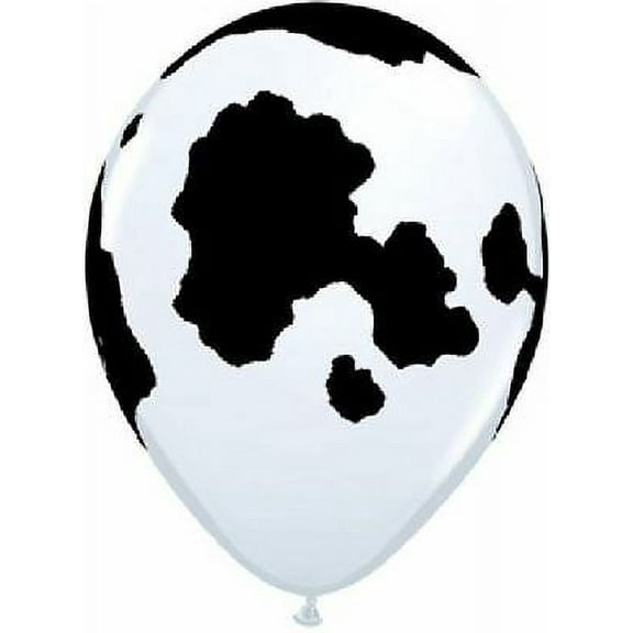 COW PRINT (12) 11" Black SPOTS Farm Barnyard Birthday Party Latex Balloons