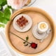 thumbnail image 4 of Round wooden tray with handles (brown), 25x25x4cm, round decorative tray, natural bamboo, decorative tray for coffee, bar, 4 of 5