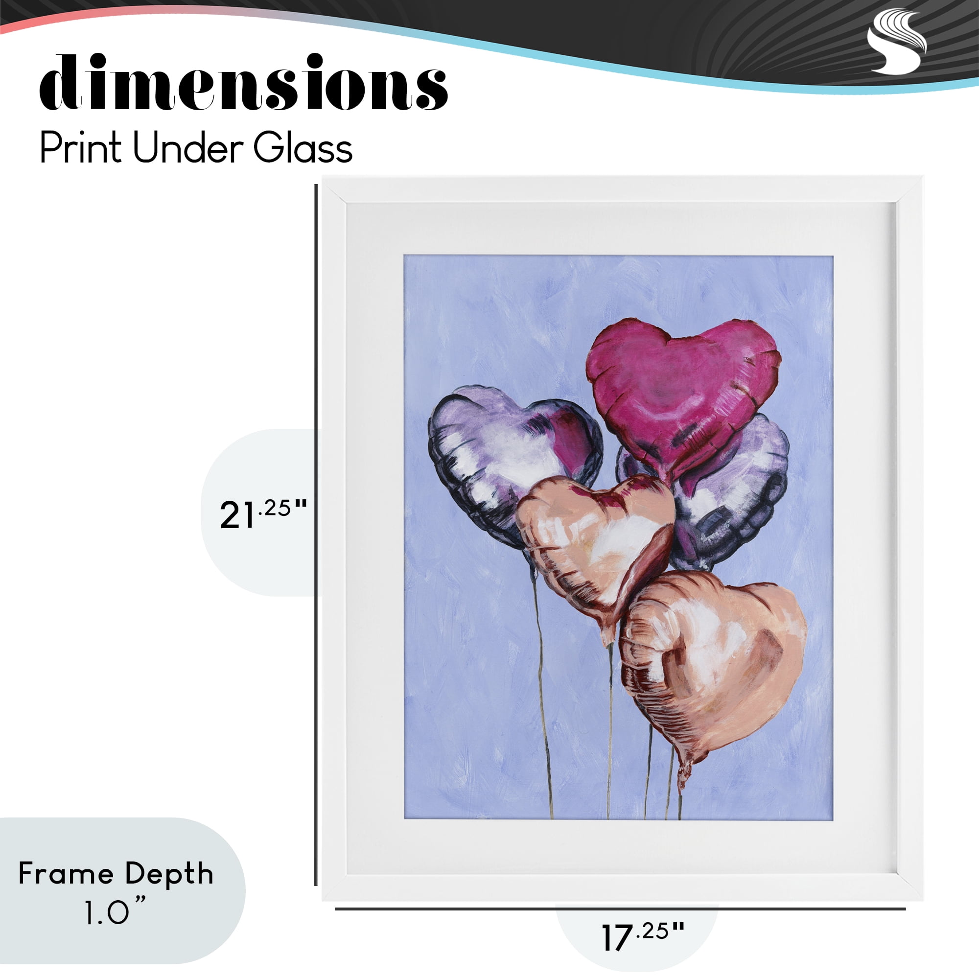 Stupell Industries Vibrant Heart Balloons White Framed Print Under Glass, design by Michael Willett
