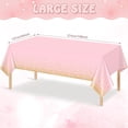 thumbnail image 2 of LAICAIW 4 Pack Pink and Gold Plastic Tablecloth for Parties, Pink Disposable Table Cloth for Rectangle Tables, Gold Stamping Dot Confetti Light Pink Tablecloth for Birthday Wedding Baby Shower Party, 2 of 7