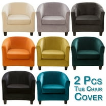 Rosnek 2 Pcs Velvet Tub Chair Slipcover, Soft Non Slip Armchair Slipcovers, High Stretch Sofa Cover Velvet, Stylish Luxury Furniture Covers Super Soft Couch Slipcover