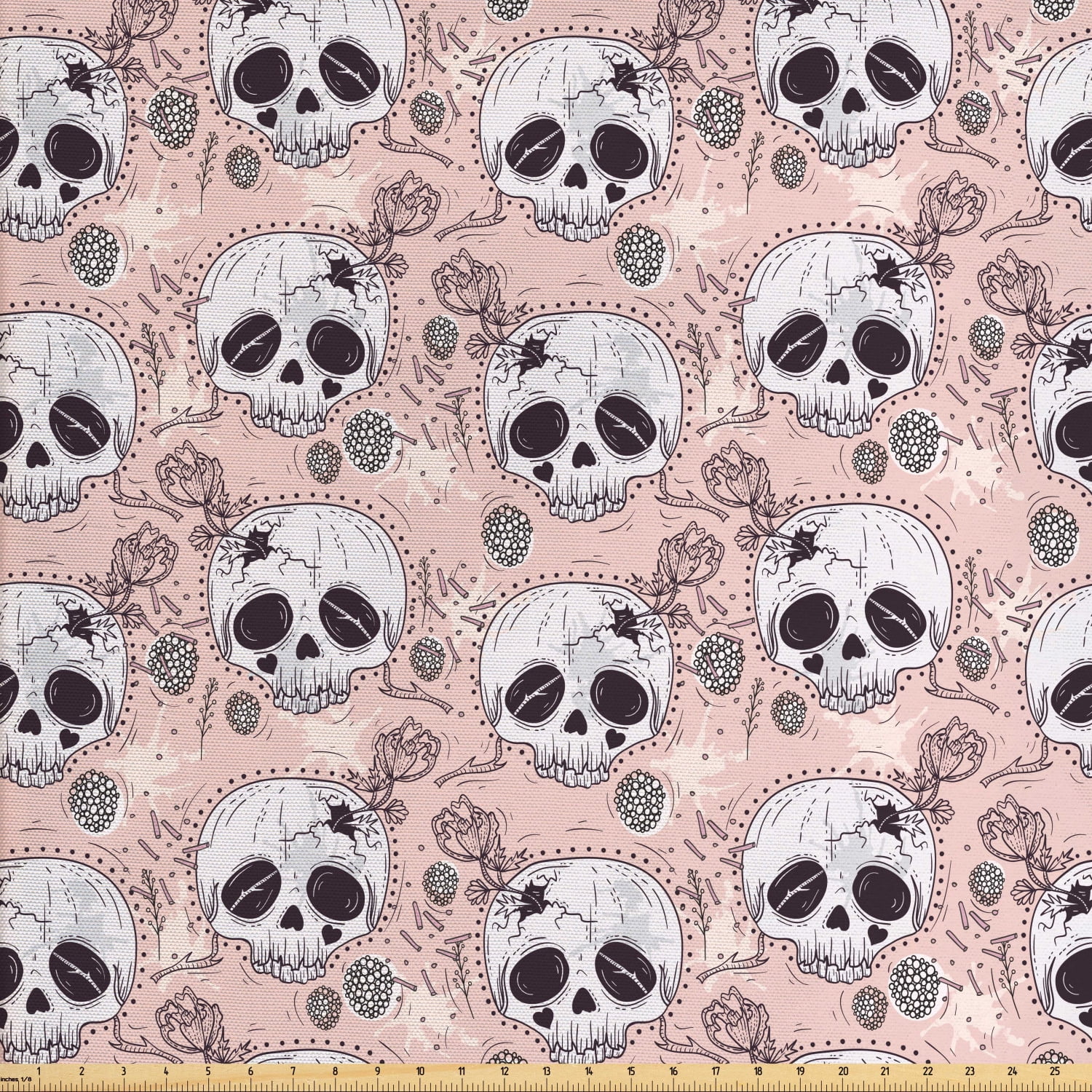 Skull Fabric by The Yard, Halloween Traditional Mexican Sugar Day of