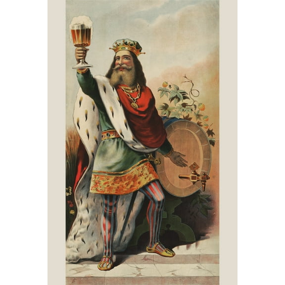 Print: King Gambrinus Holding a Glass of Beer, 1884