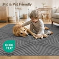 thumbnail image 4 of ODIKA 9'x12' Grey Intricate Labyrinth Geometric Diamond Washable Area Rug Contemporary Symmetrical Concentric Square Motif for Great Room, Indoor Concept, Large Living Low Pile, Flatwoven, 4 of 7