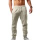 thumbnail image 1 of Pantalones de lino y algodón para hombre, ropa de calle transpirable, Color sólido, S-3XL, 1 of 4