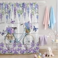 thumbnail image 2 of Shower Curtain Purple Vintage Floral Shower Curtains for Bathroom Decor, Waterproof Polyester Shower Curtain Set with Hooks, Small Stall Size 36" x 72" White Wood Grain, 2 of 9