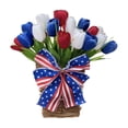 thumbnail image 2 of Corona del Día de la Independencia con lazo rojo, blanco y azul, corona patriótica con estrellas, decoración para la puerta principal del 4 de julio, cinta con la bandera estadounidense, decoración pa, 2 of 6