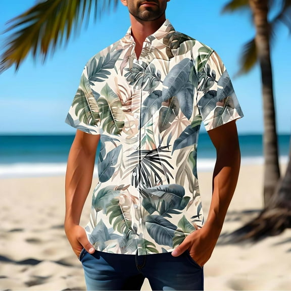 Awdenio Shirts for Men Floral Shirts Casual Tropical Beach Short Sleeve Funky Aloha Shirt Summer Holiday Vacation Party