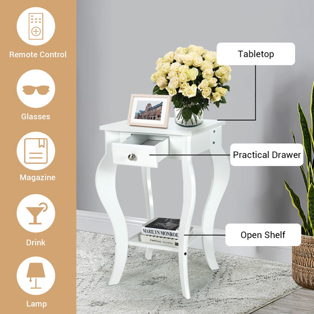 Finihen End Side Table, Set of 2 Side Table End Table Night Stand with Shelf, Sofa Couch Table, for Small Spaces, Living Room, Bedroom, White Finihen End Side Table, Set of 2 Side Table End Table Night Stand with Shelf, Sofa Couch Table, for Small Spaces, Living Room, Bedroom, White