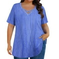 thumbnail image 2 of ylioge XL-5X Womens Plus Size T Shirts Short Sleeve V Neck Tees Tops Ladies Casual Polka Dot Printed Loose Pullover Basic Going-Out Blouses Top, 2 of 6
