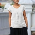 thumbnail image 2 of Bainana Womens T Shirts Solid Color Short Sleeve Crew Neck Summer Tee Comfortable Relax Fit Ladies Beach Work Tops Clothes White Size Xl, 2 of 4