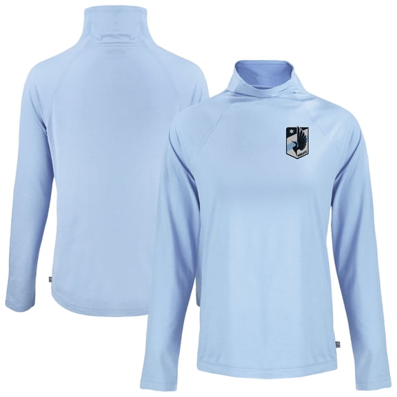 Women's-Cutter & Buck Powder Blue Minnesota United FC Coastline Epic Comfort Eco Recycled Funnel-Neck Top