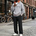 thumbnail image 6 of Delconic Mens Fleece Lined Hoodie and Straight Leg Pants Set Loose Fit Long Sleeve Half Zip Pullover Two Piece Tracksuit Light Gray L, 6 of 7