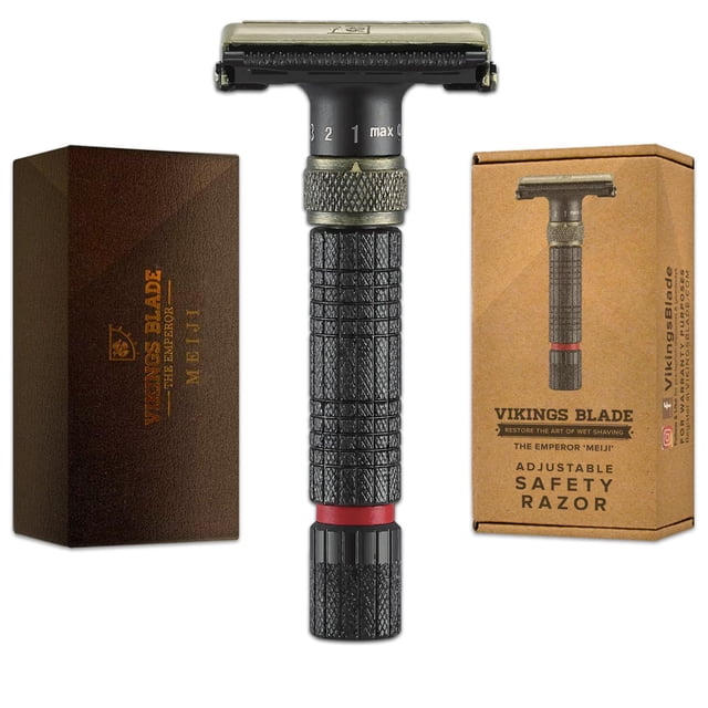 Maquinilla de afeitar de seguridad ajustable de doble filo Vikings Blade Emperor MEIJI