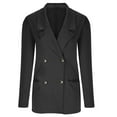 thumbnail image 3 of Double Breasted Blazers for Women Elegant Jackets Ladies Long Sleeve Suits Casual Vintage Blazer Retro Buttons Blazer Jackets Party Clubbing Coats Winter Fall Solid Open Front Work Jacket Suit, 3 of 6