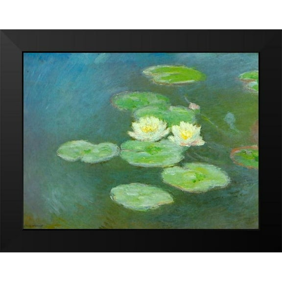 Monet, Claude 14x12 Black Modern Framed Museum Art Print Titled - Water-lilies-evening 1908