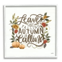 Stupell Industries Autumn is Calling Phrase Inspirational Painting White Framed Art Print Wall Art, 24 x 24
