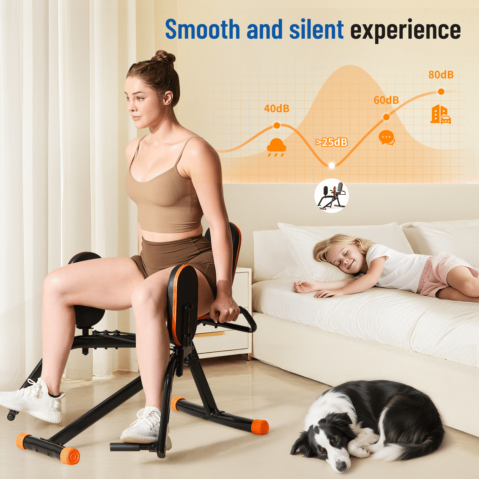 HXD-ERGO Home Gym Hip Abductor Machine - Quiet Glute & Leg Workout Equipment with 6-Level Resistance for Men/Women Hips Shaping ，Max Load 440 lbs