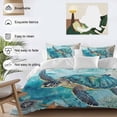 thumbnail image 3 of Vintage Teal Bedding Duvet Cover Set Queen Size 4 Pieces Sea Turtle Coral Starfish Marine Life Nautical Bedding Set with Zipper Closure, 1 Comforter Cover 90x92 Inches 1 Flat Sheet & 2 Pillow Cases, 3 of 7