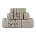 thumbnail image 2 of Superior Sadie Zero Twist Cotton Floral 3 Piece Towel Set, Stone, 2 of 10