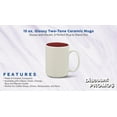 thumbnail image 2 of 10 Glossy Two-Tone Ceramic Mugs Set, 15 oz. - Stoneware, Smooth, Durable, C-handle - Maroon, 2 of 5