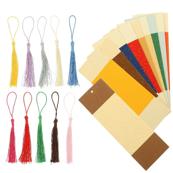Koolleo 10 Sets Paper Bookmarks with Tassel DIY Blank Bookmarks Chinese Style Book Page Marker