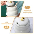 thumbnail image 4 of White Ceramic Honey Pot Candy Jar with Wood Lid, Syrup Dispenser for Kitchen, Decor, and Household Use, 4 of 6
