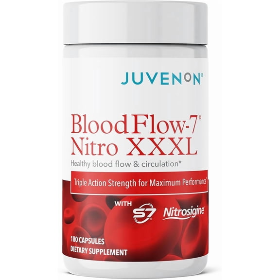 Juvenon Advanced BloodFlow-7 Nitro XXXL Support Supplement – Maximum Circulation Formula and Daily Wellness – 3X Strength Capsules Helps Your Performance