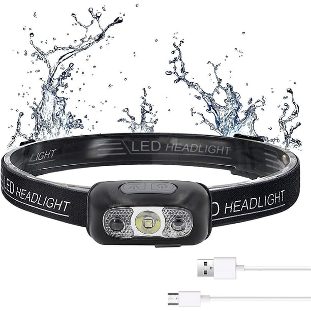 Linterna Frontal Led Recargable Usb Potente Súper Brillante, Linterna Frontal Con 500 Lm, 3 Modos De Luz, Ipx1 A Prueba De Agua, Luz Con Sensor De Movimiento Para Niños, Correr, Re