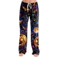 thumbnail image 2 of Trgacdwlo Womens Halloween Pajama Pants Cute Pumpkin Ghost Print Wide Leg Sleep Pants Women Elastic Waist Fall Winter Womens Pj Pants, 2 of 5