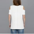 thumbnail image 4 of Patlollav 2025 Womens Fashion Casual Solid Color Shoulder Leakage Pullover Short Sleeve Tops, 4 of 6