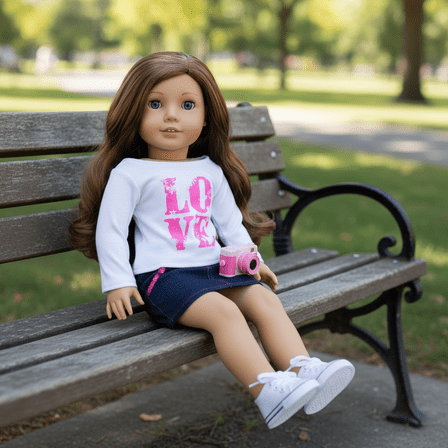 Sophia’s Long Sleeve LOVE T-Shirt and Jean Skirt Outfit for 18" Dolls