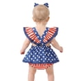 thumbnail image 5 of Curuila Kids Infant Girls Jumpsuit With Headbands Flutter Sleeve Independence Day Print Square Neck Fashionable Bodysuits Blue Size 9-12 Months, 5 of 9