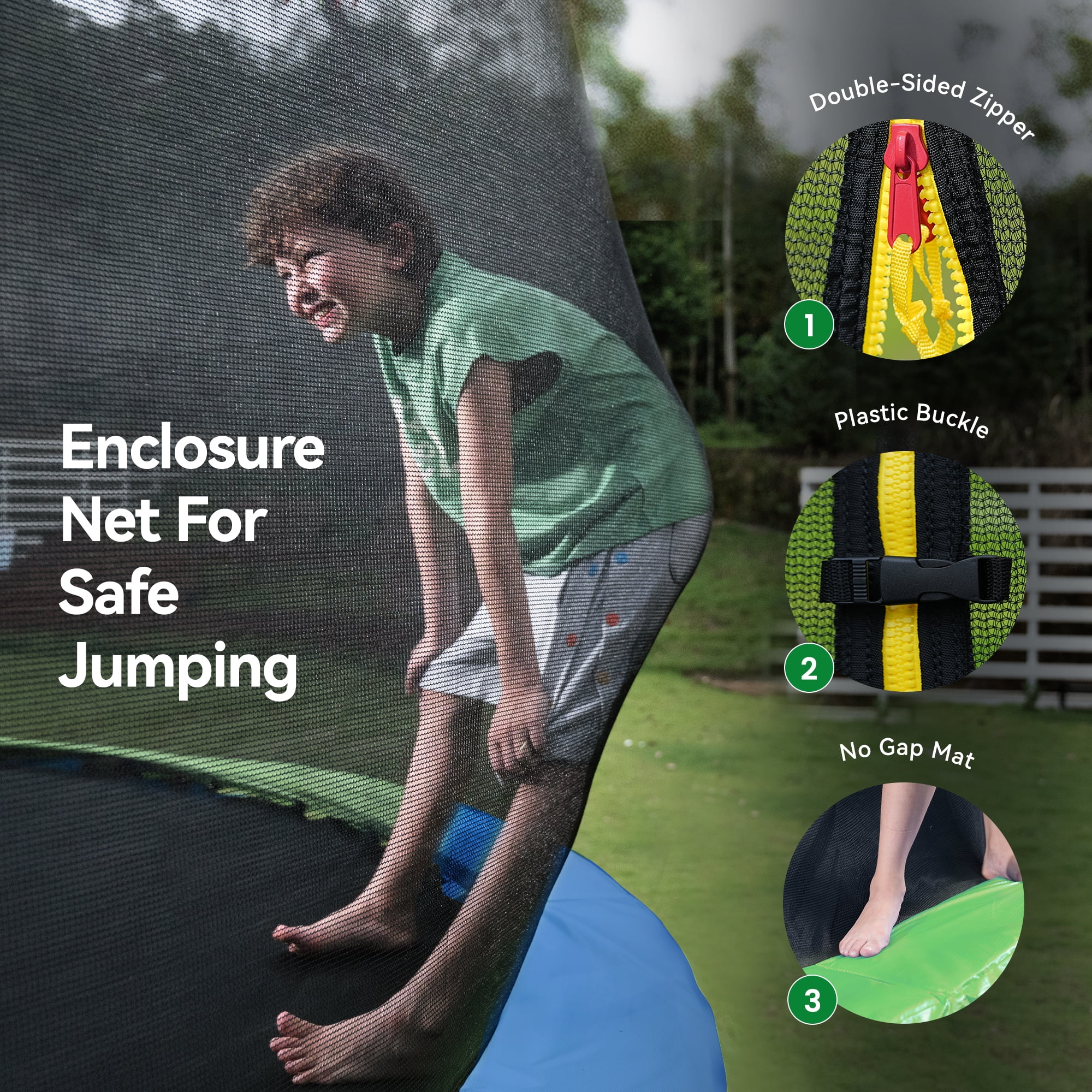 GVDV Outdoor Trampoline, 14' Backyard Recreational Trampoline with Enclosure for Kids & Adults