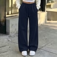 thumbnail image 2 of Liuinsasek Women's Winnter Casual Comfortable Outdoor Sports Pants Solid Color High Waisted Loose With Drawstring And Pocket Pants Straight Leg Sweat Pants, 2 of 10