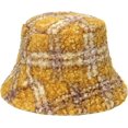 thumbnail image 4 of CoCopeaunts Winter Womens Bucket Hat Classic Retro Plaid Basin Cap Casual Outdoor Hundred Take Lamb Wool Warm Fisherman Hat, 4 of 8