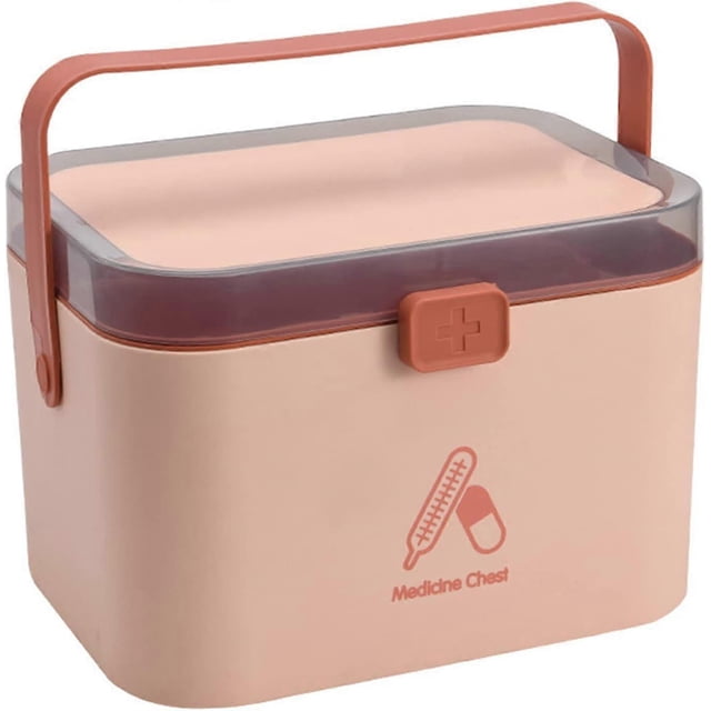 Caja para guardar medicamentos, botiquín de primeros auxilios plegable de 2 capas, contenedor portátil para medicamentos, caja grande para medicamentos