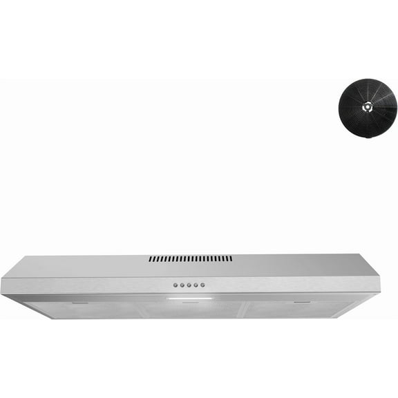 Streamline 36 in. Macerata Ductless Undermount 80 CFM Range Hood in Brushed Stainless Steel with Mesh Filters, Push Button Control, LED Light