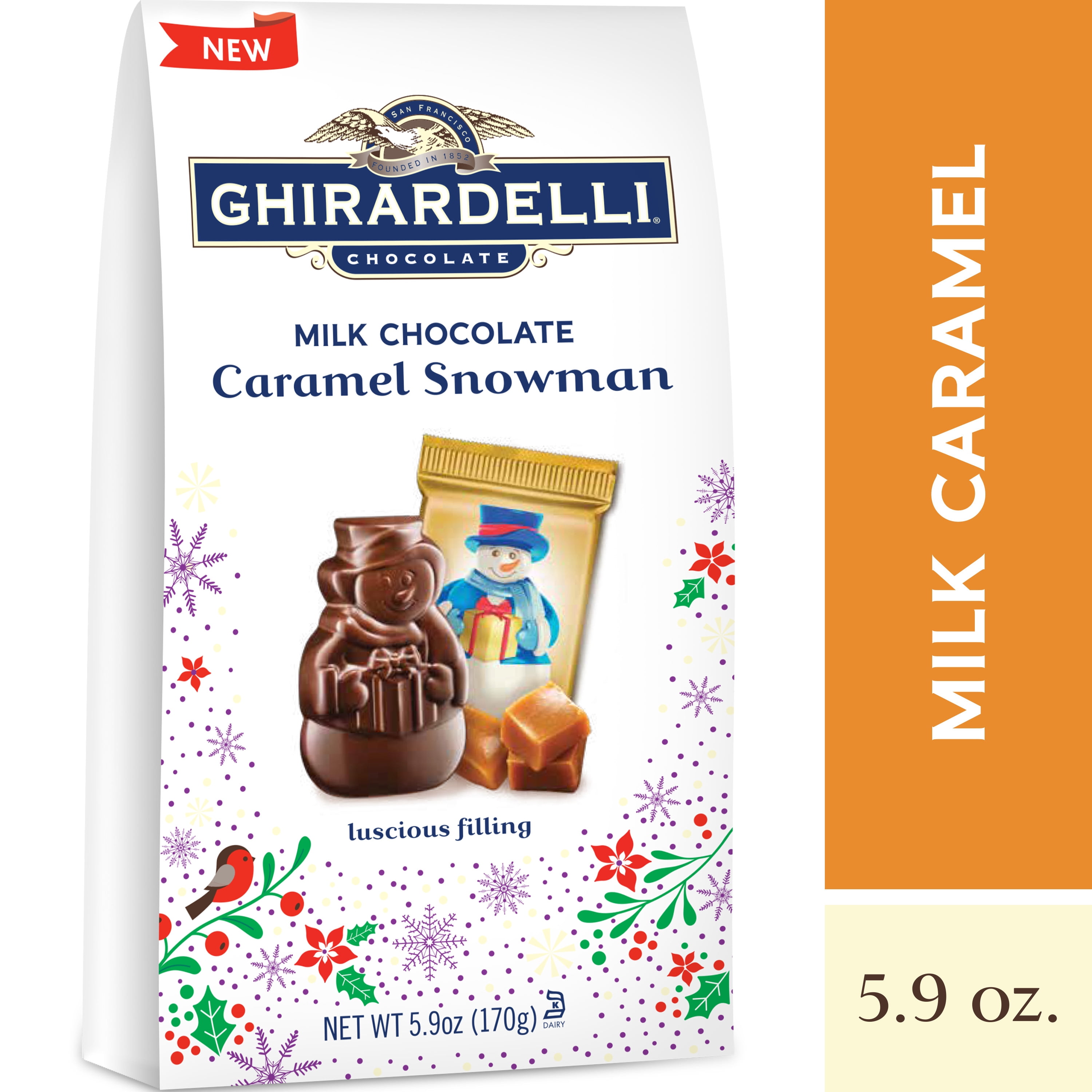 GHIRARDELLI Milk Chocolate Caramel Snowmen, 5.9 OZ Bag
