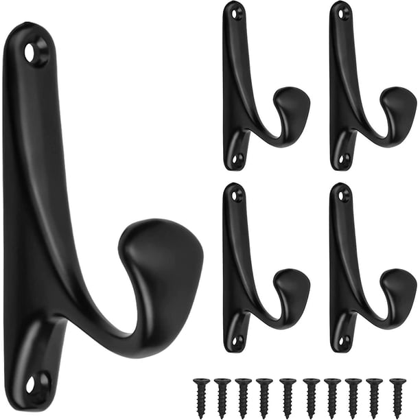 Coat Hooks, Wall Mounted Hooks With 10 Screws, Heavy Duty Wall Hook, Black Coat Hooks Modern, Robe Hooks Hangers, Zinc Alloy Hooks For Hanging Key, To
