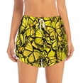 thumbnail image 4 of Lsque Yellow Butterflies Printed Women's Running Shorts with Liner Pockets,Elastic Quick Dry Workout Athletic Gym Yoga Shorts,Womens High Waist Shorts-X-Large, 4 of 9