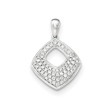 14K White Gold Pave Diamond Square Pendant