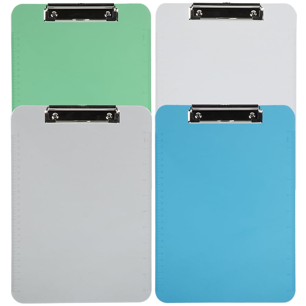 JAM Paper Plastic Clipboards with Low Profile Metal Clip, 9 x 12 1/2, Assorted Multicolor, 4 per Pack
