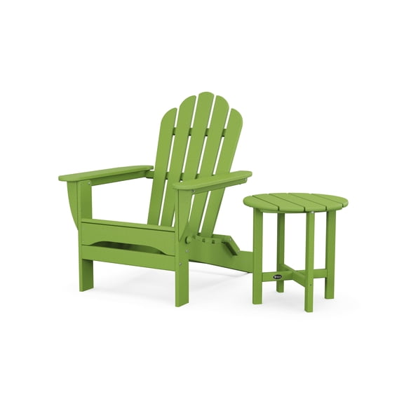 Trex Outdoor Furniture Monterey Bay Folding Adirondack Chair with Side Table in Lime