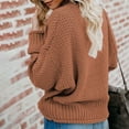 thumbnail image 3 of NAMTYQX Sweaters for Women Trendy V Neck Warm Trendy Solid Color Long Sleeve Relaxed Fit Knit Womens Pullover Sweaters Brown Size L, 3 of 5