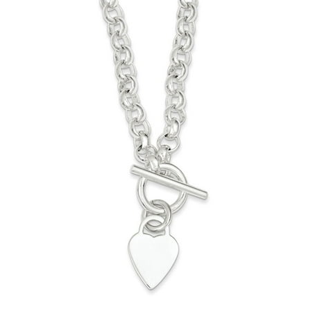 - Sterling Silver Engraveable Heart Disc on Fancy Link Toggle Bracelet