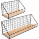 thumbnail image 1 of 2 estantes flotantes de pared de madera rústica para colgar en la pared con soportes de metal para cocina, dormitorio y baño, 1 of 6