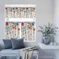 thumbnail image 6 of 3 Piece Kitchen Curtains and Valances Set Blue Flowers Cafe Curtains 36 Inch Length Red Botanical Leaves Pastoral Retro Beige Valance & Tier Curtain for Living Room Bedroom Window 54"x18"+27"x36"*2, 6 of 6