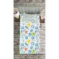 thumbnail image 3 of Ambesonne Sea Shells Quilted Bedspread Set 2 Pcs, Aqua Marine Stars, Twin Size, Multicolor, 3 of 3