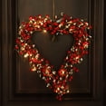 thumbnail image 2 of Yatlte Valentine's Day Heart Wreath, Grapevine Red Berry for Indoor Outdoor Decorations, Artificial Red Berries Wreath with LED Lights for Valentines Day Gift Hang Indoor Decor, 2 of 7